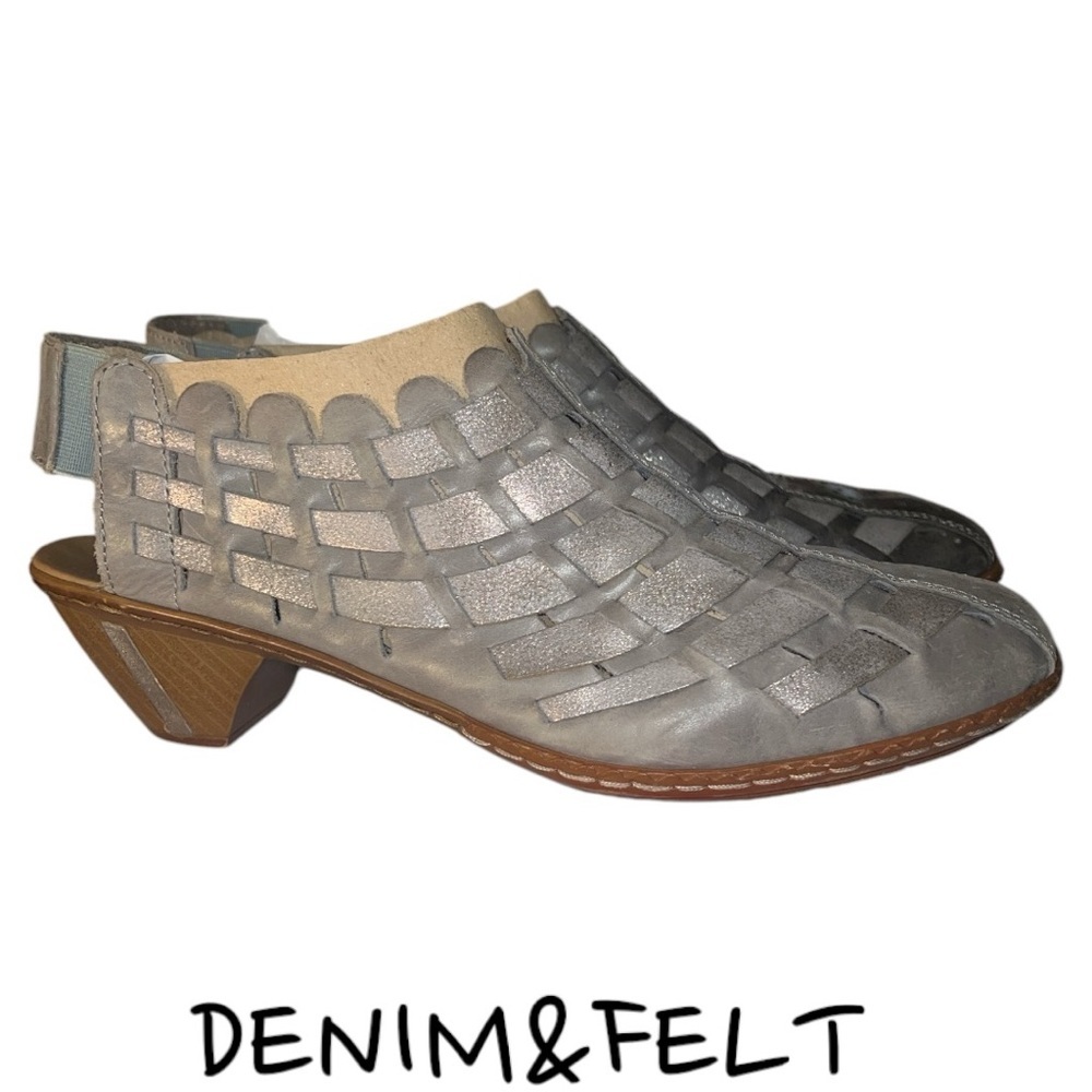 Rieker Antistress 46778 Sina Woven Leather Slingback Shootie/Shoe |Color: Grey🩶 - Picture 10 of 14